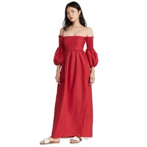 Mie Tarifa Maxi Smocked linen dress
